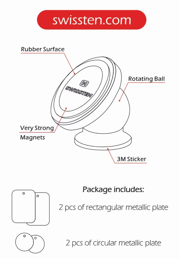 m22 MAGNETICKÝ DRŽÁK DO AUTA SWISSTEN S-GRIP DASHBOARD M2 - Obrázek 2