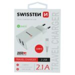 SWISSTEN SÍŤOVÝ ADAPTÉR SMART IC 2x USB 2,1A POWER + DATOVÝ KABEL USB / TYPE C 1,2 M